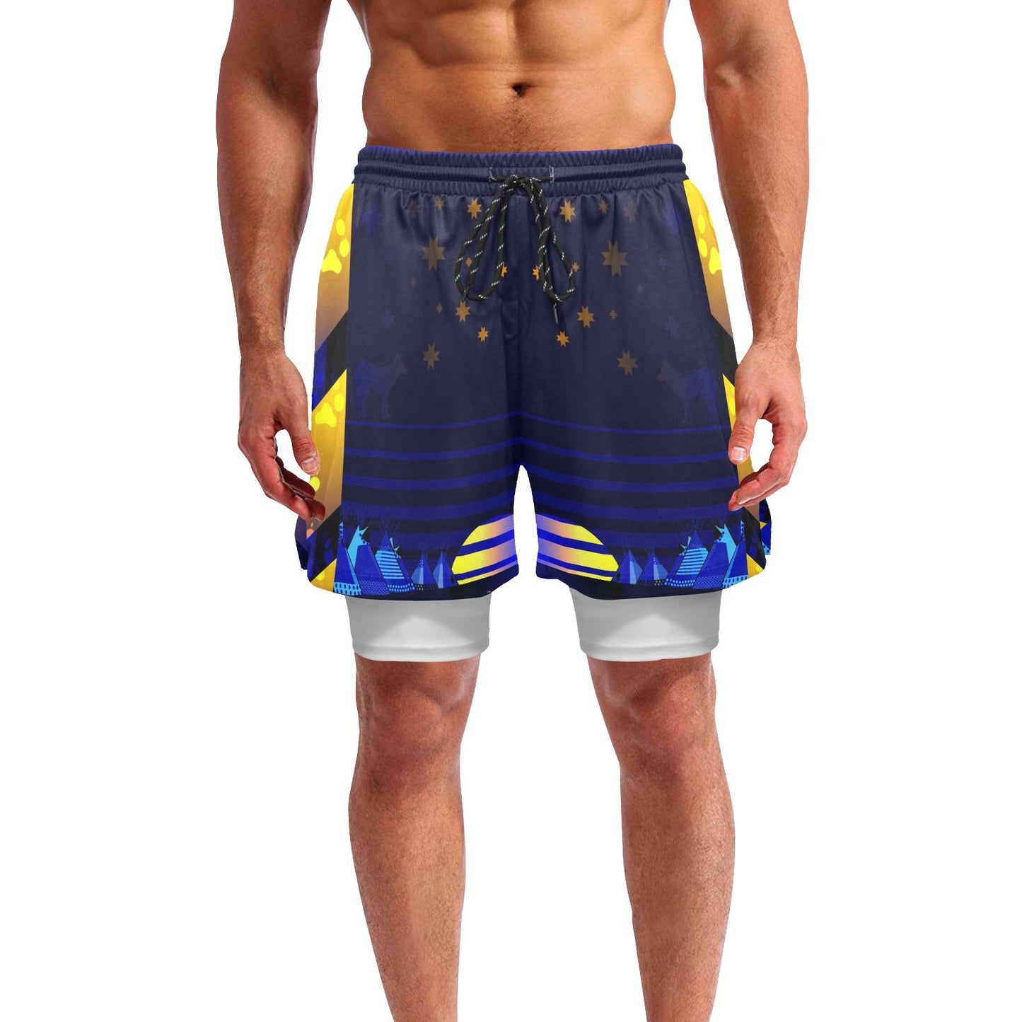 Wolf Star Men's Sports Shorts with Compression Liner