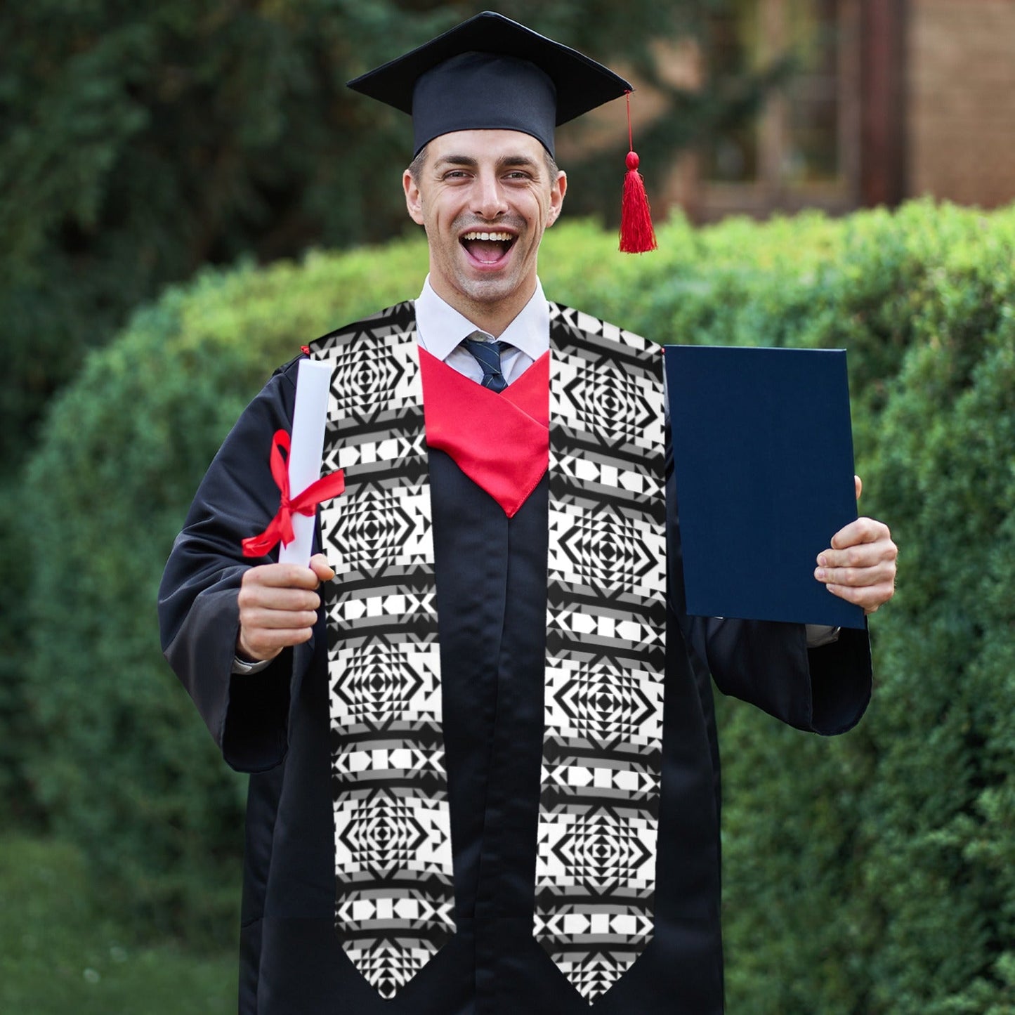 Black Rose Blizzard Graduation Stole