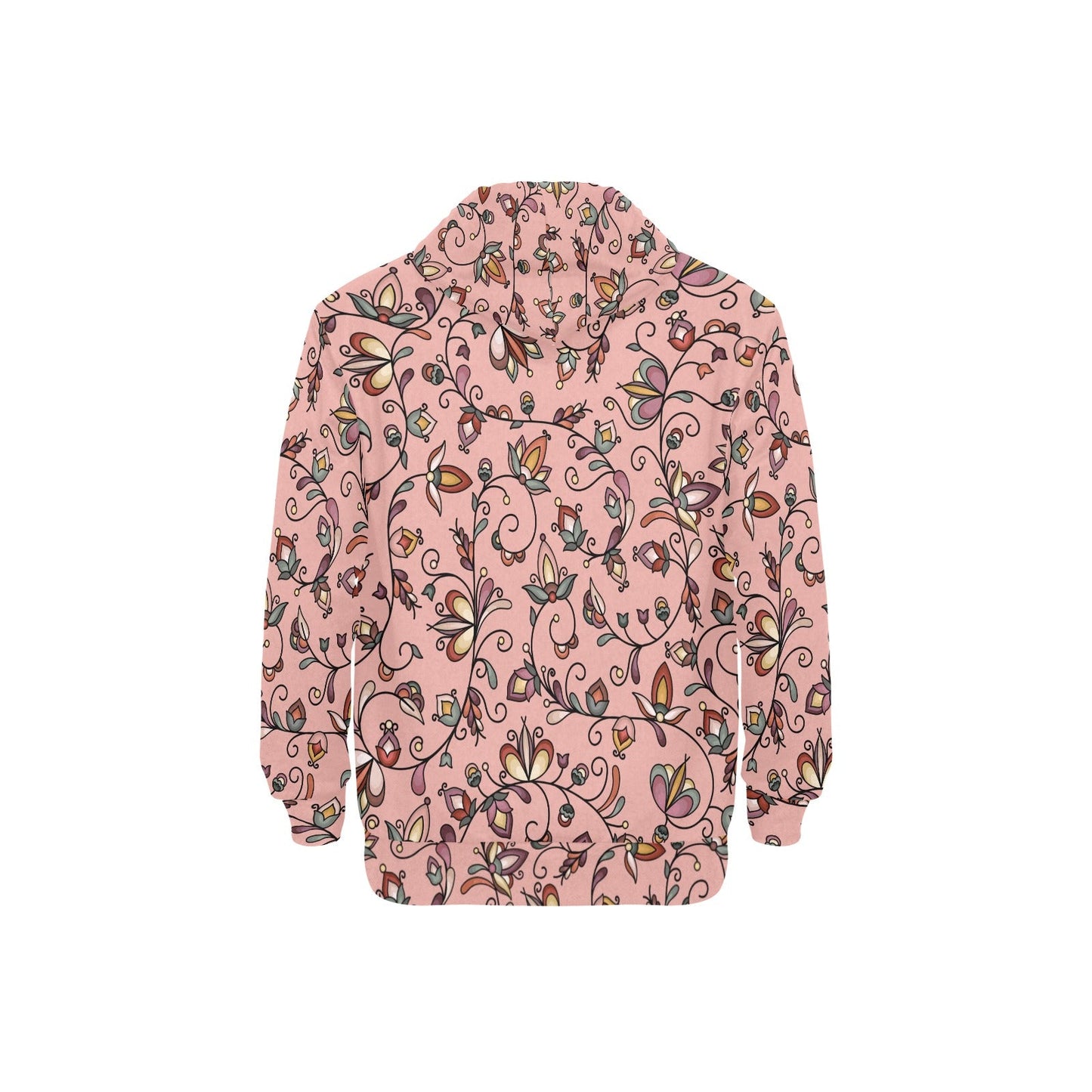 Burnt Sky Petals Peach Men's Long Sleeve Fleece Hoodie