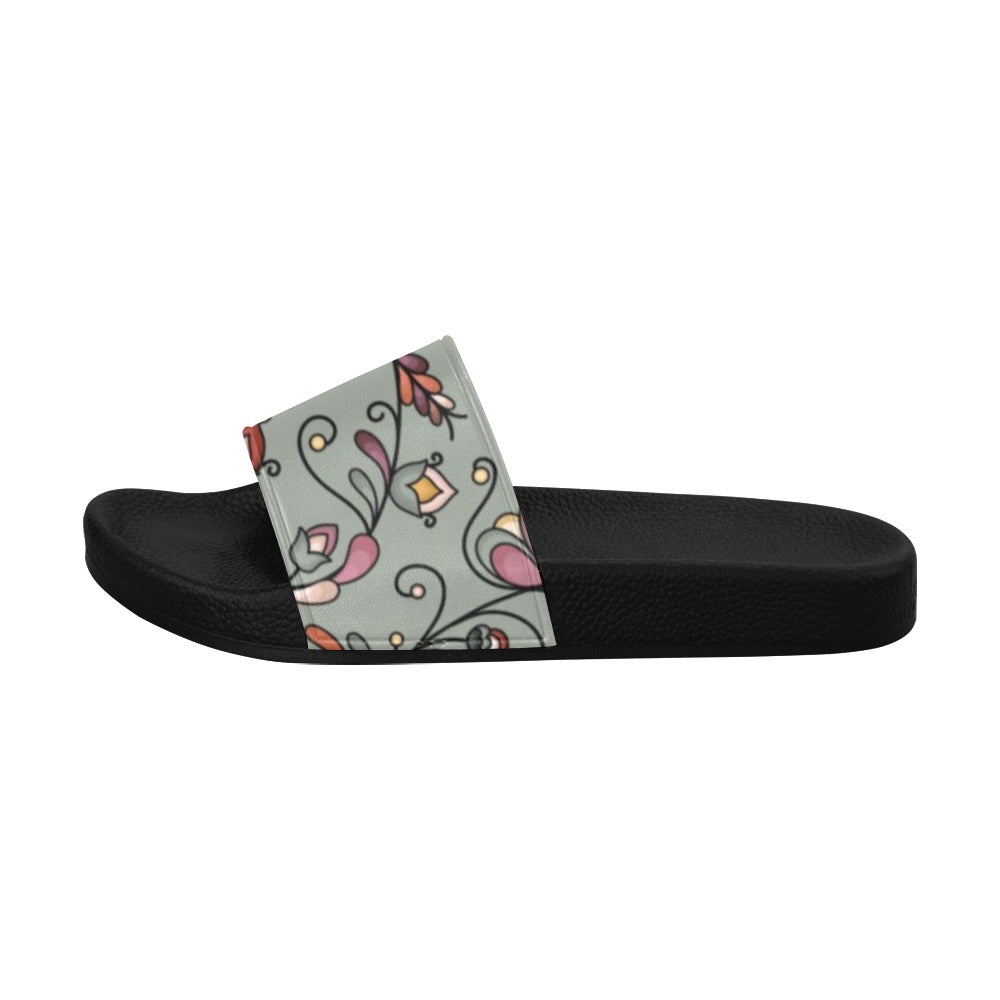 Burnt Sky Petals Green Men's Slide Sandals