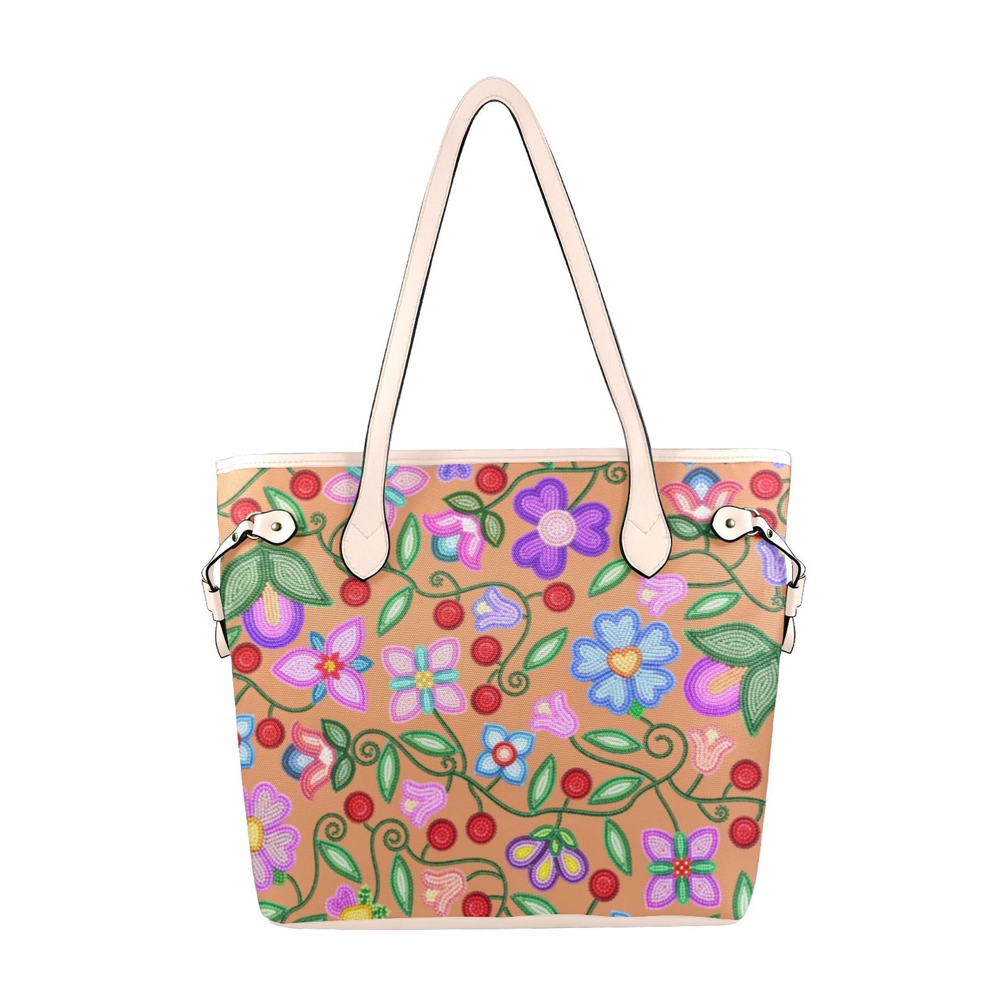 Petal Harmony Terracotta Clover Canvas Tote