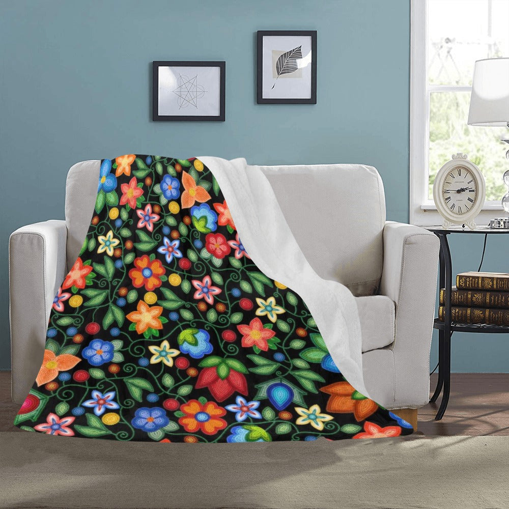 Morning Harmony Black Large Micro Fleece Blanket