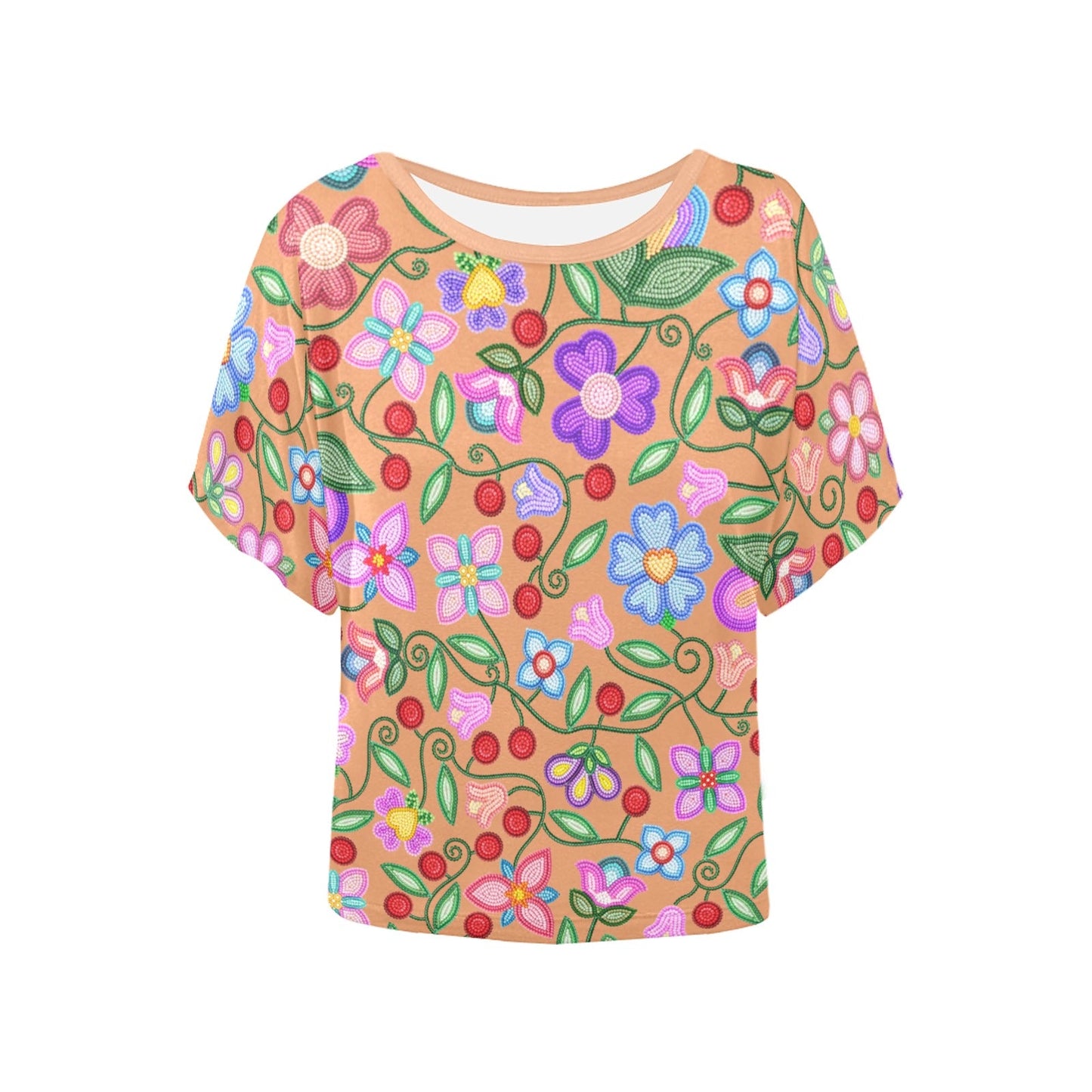 Petal Harmony Terracotta Batwing Blouse