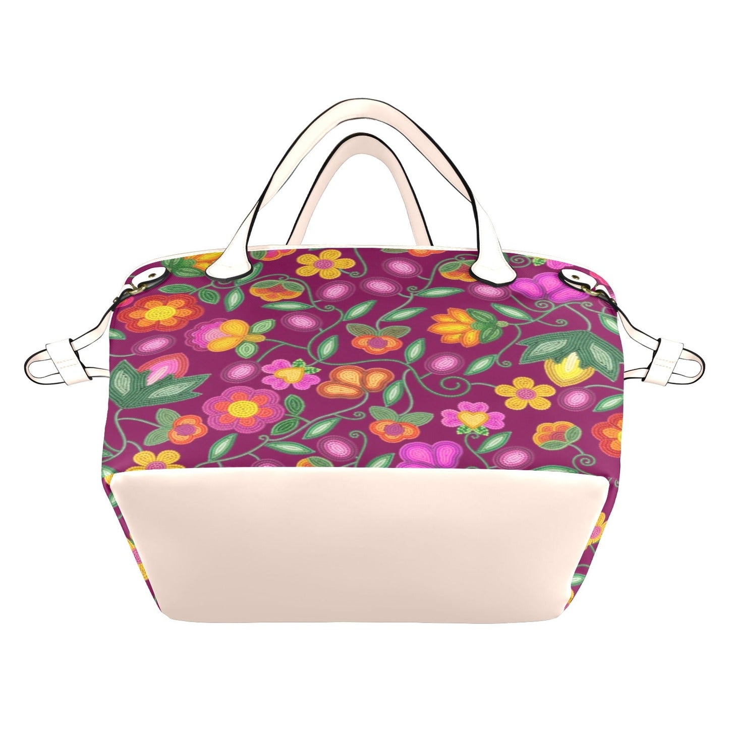 Boreal Bounty Dark Magenta Clover Canvas Tote