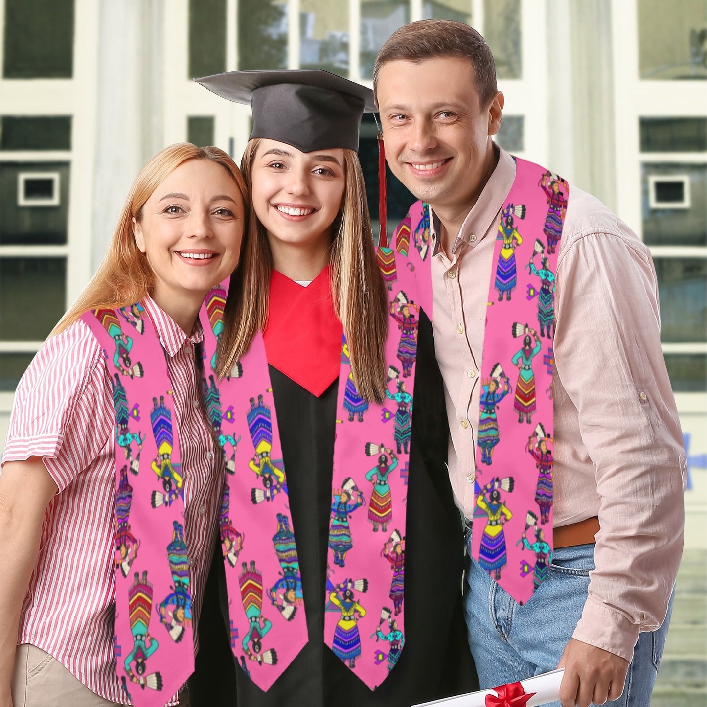 Women's Jingle Dancers Pink Graduation Stole