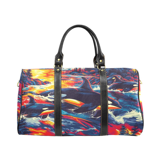 Killer Whales in the Bay Waterproof Travel Bag