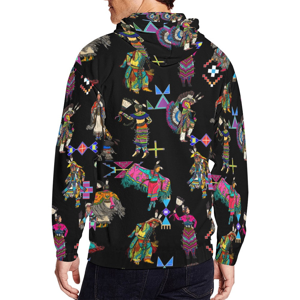 Grand Entry Dancers Black Men's Zipper Hoodie