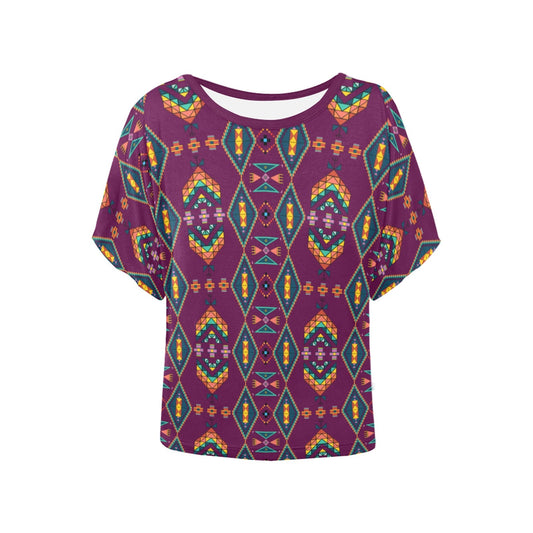 Travois Tipi Berry Women's Batwing-Sleeved Blouse T shirt
