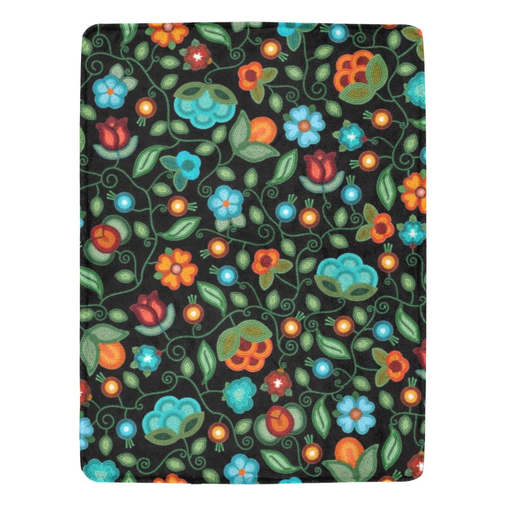 Prairie Fire Petals Black X-Large Micro Fleece Blanket