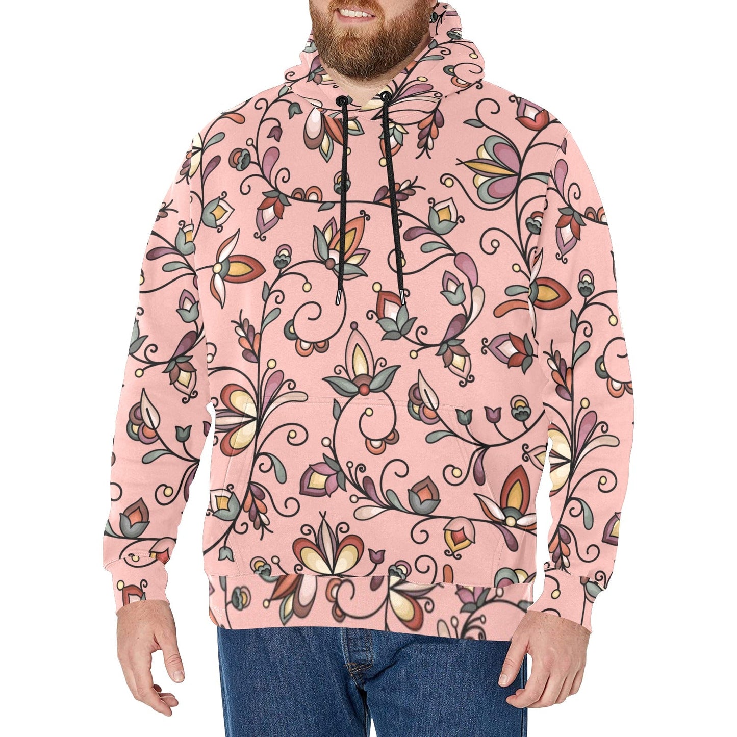 Burnt Sky Petals Peach Fleece Hoodie