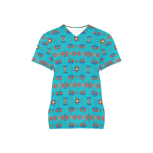 Scattered Generations Turquoise Scrub Top