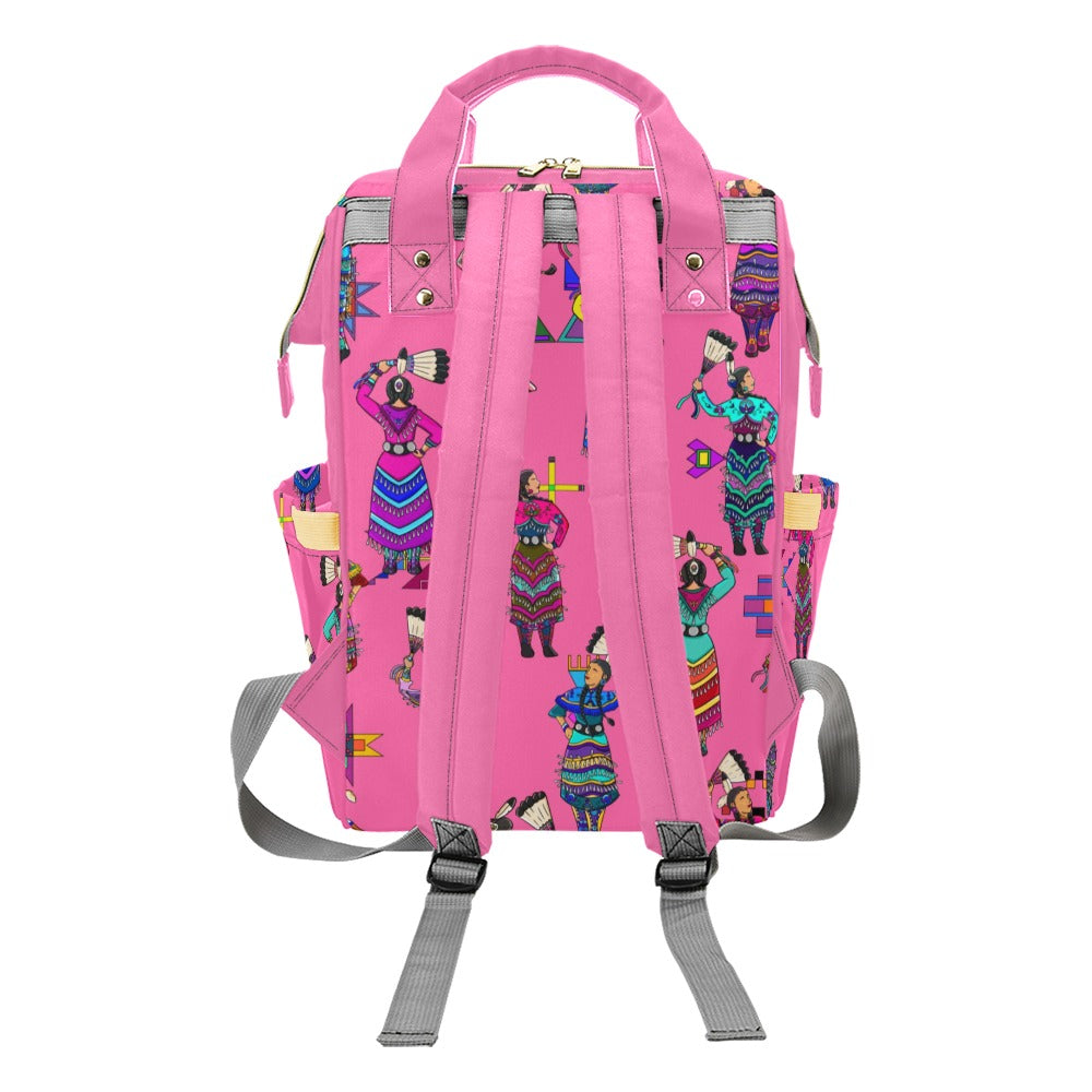 Women's Jingle Dancers Pink Multi-Function Diaper Backpack