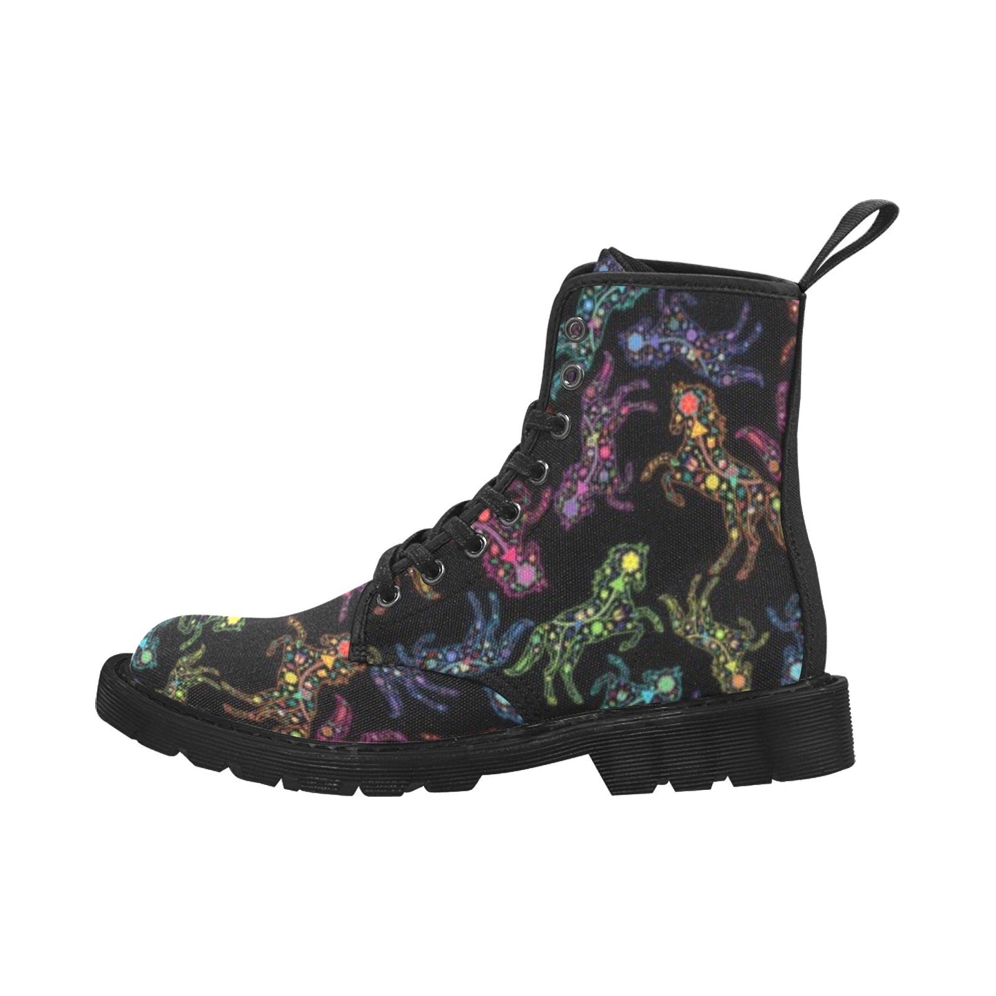 Neon Floral Horses Boots for Men