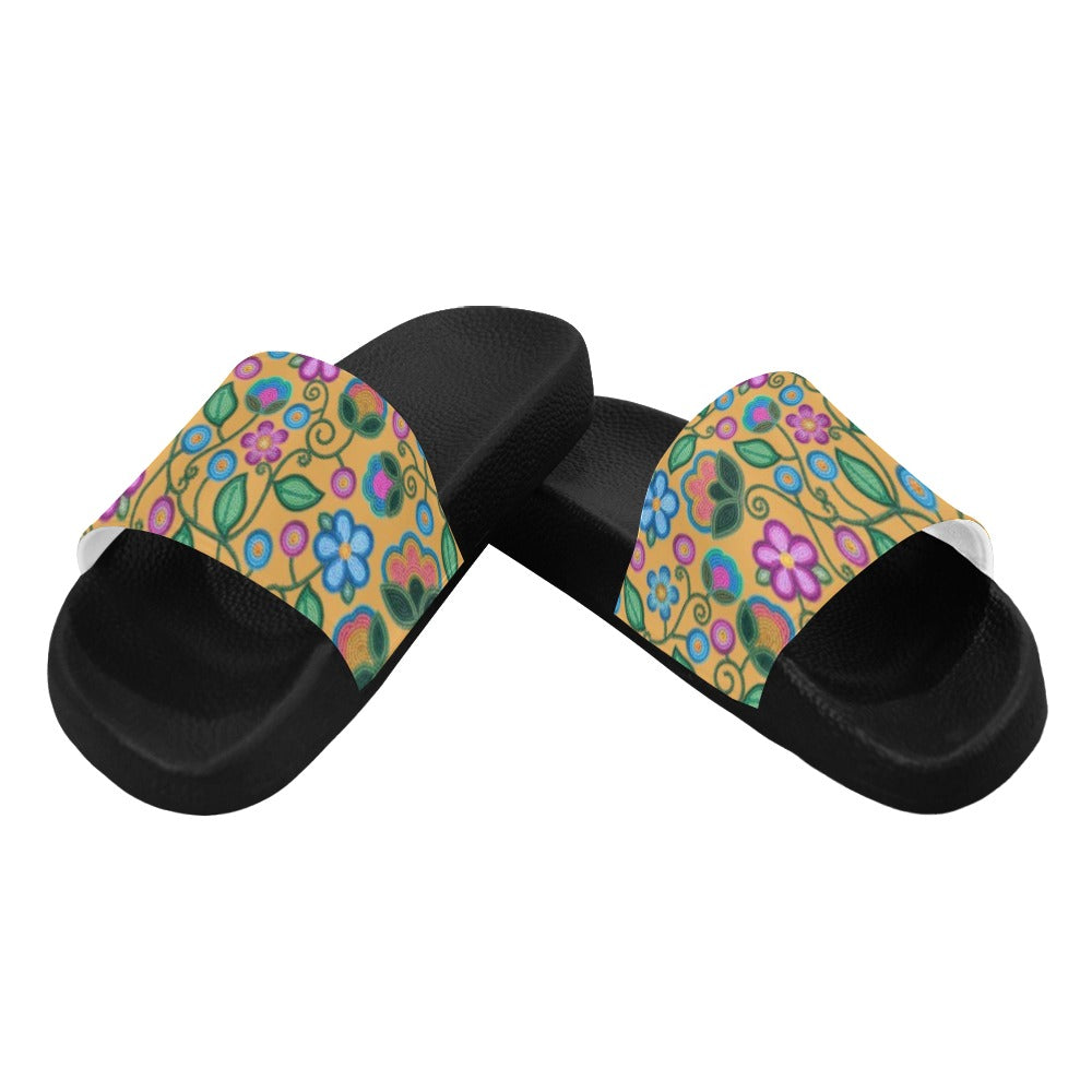 Turquoise Sunbeam Yellow Slide Sandals