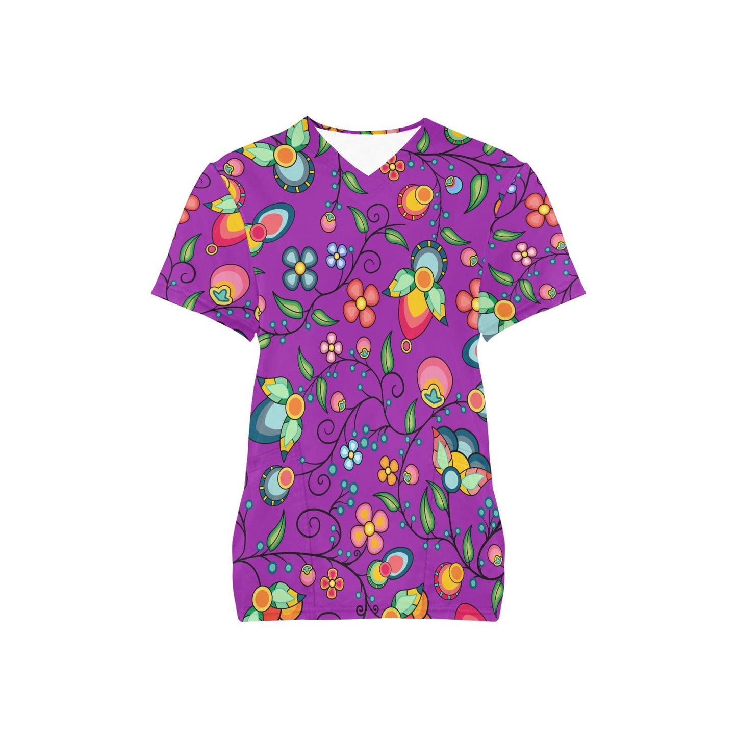 Floral Bounty Purple Scrub Top