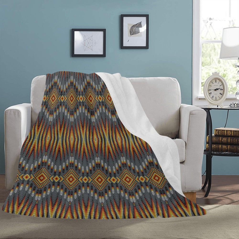 Fire Feather Grey X-Large Micro Fleece Blanket
