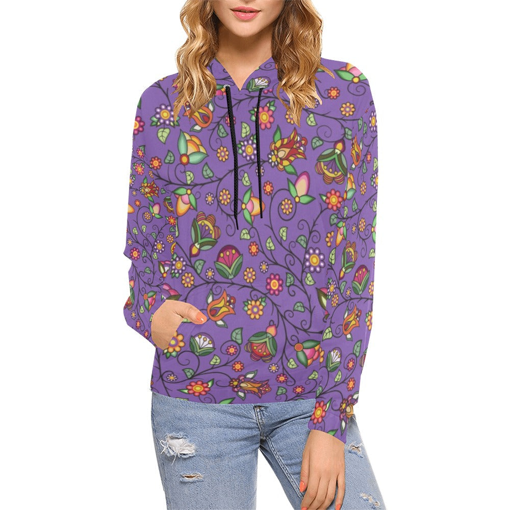 Heartbeat Petals Purple Hoodie for Women