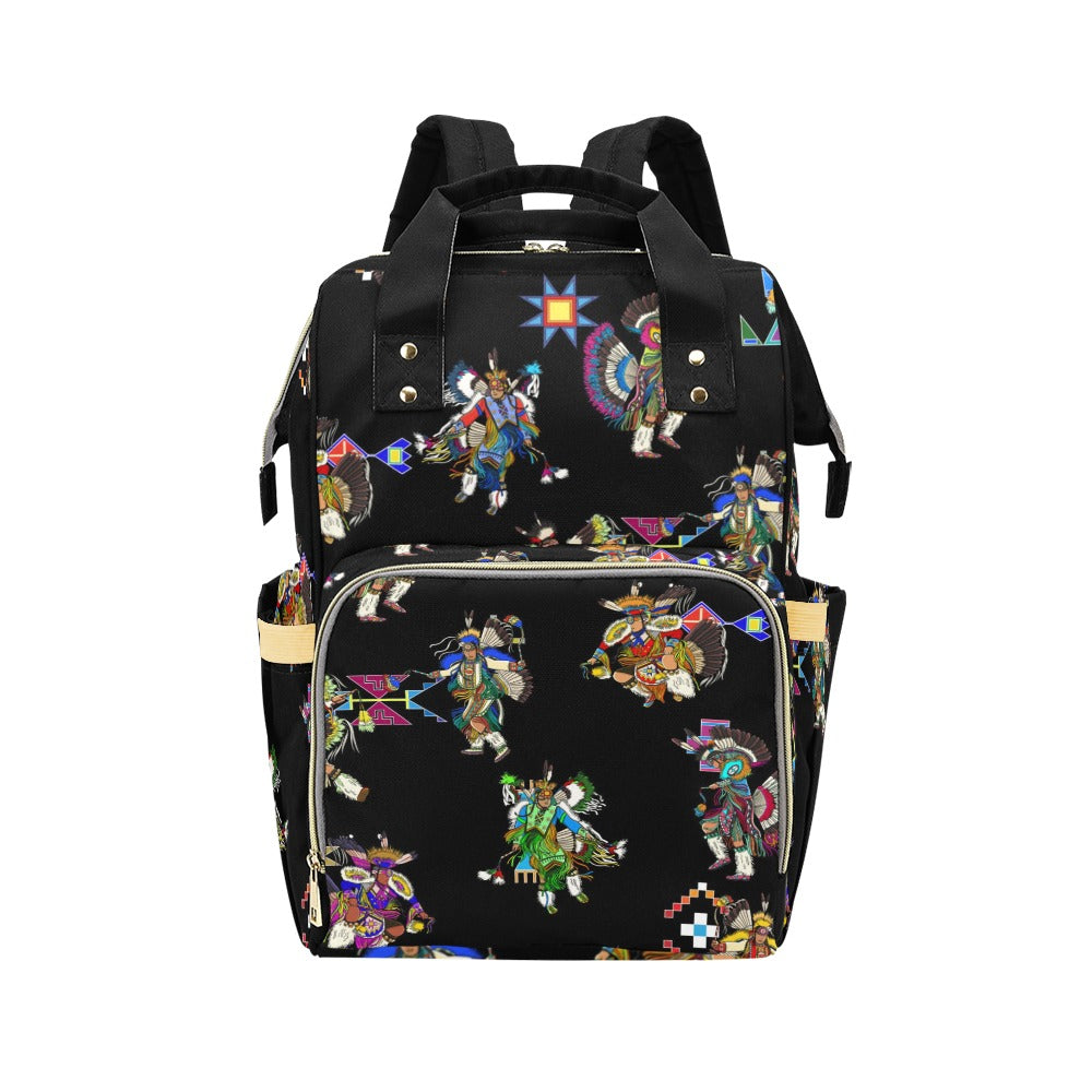 Men's Fancy Dancer Black Multi-Function Diaper Backpack