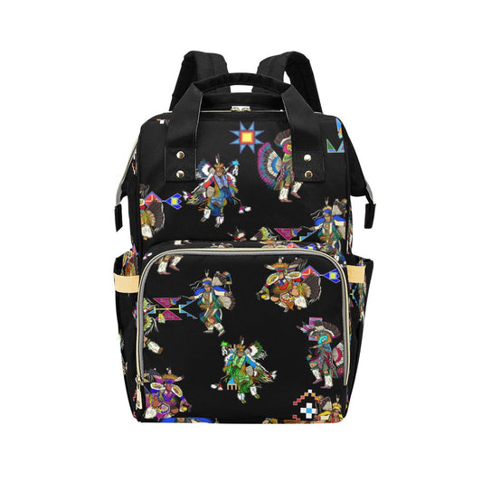 Men's Fancy Dancer Black Multi-Function Diaper Backpack