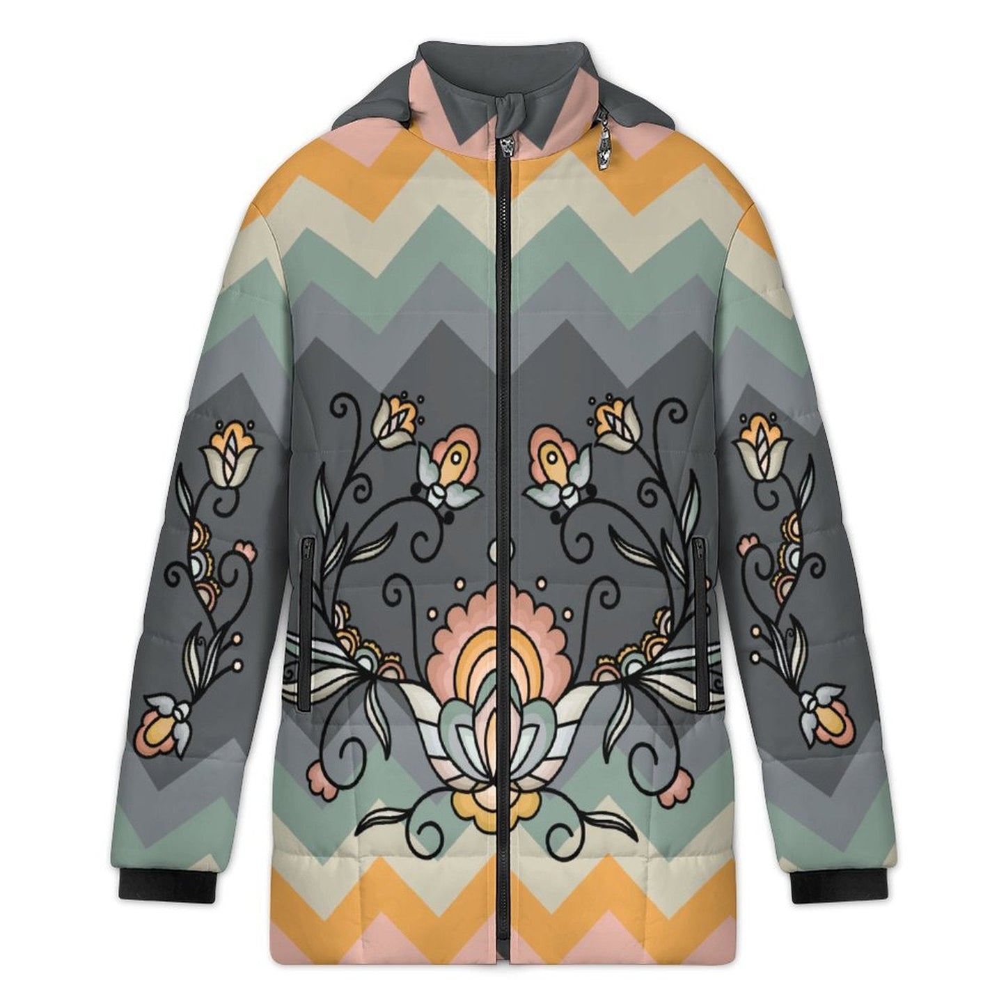 Falling Leaf Rising Bloom Women's Hooded Puffer Coat