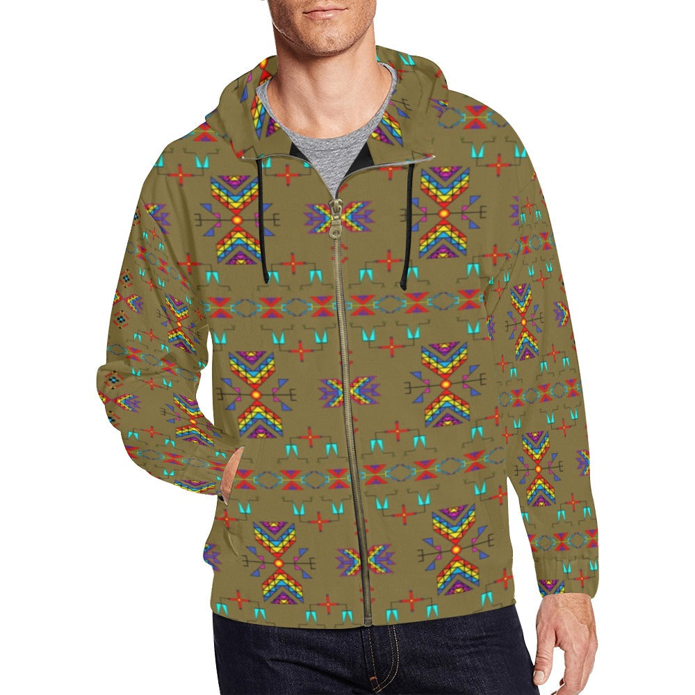 Rainy Chief Rainbow Sage Grass Men's Zipper Hoodie