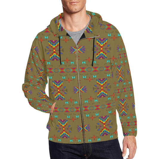 Rainy Chief Rainbow Sage Grass Men's Zipper Hoodie