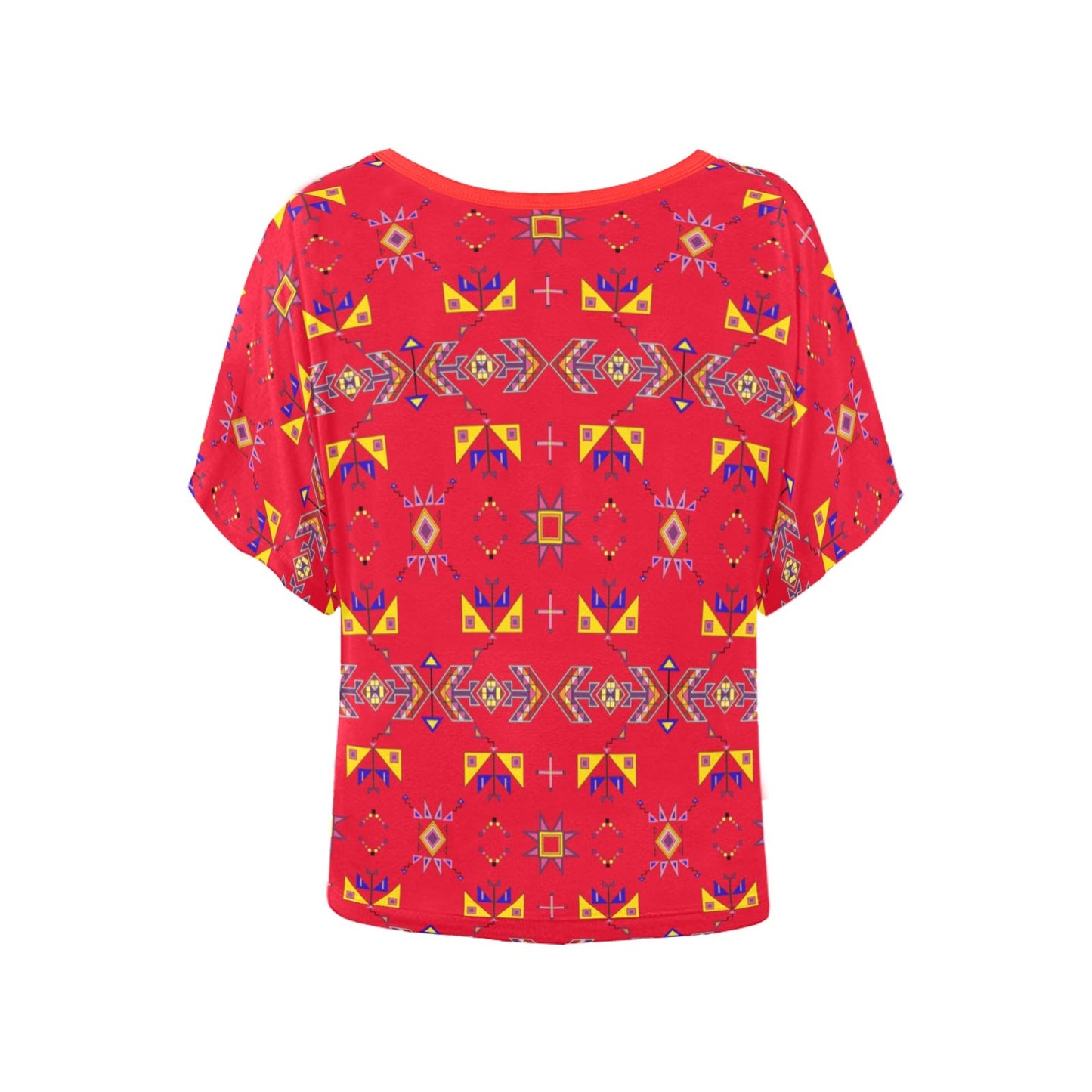 Scattered Generations Red Women's Batwing-Sleeved Blouse T shirt