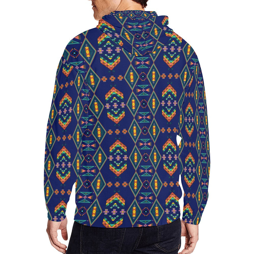 Travois Tipi Blue Men's Zipper Hoodie