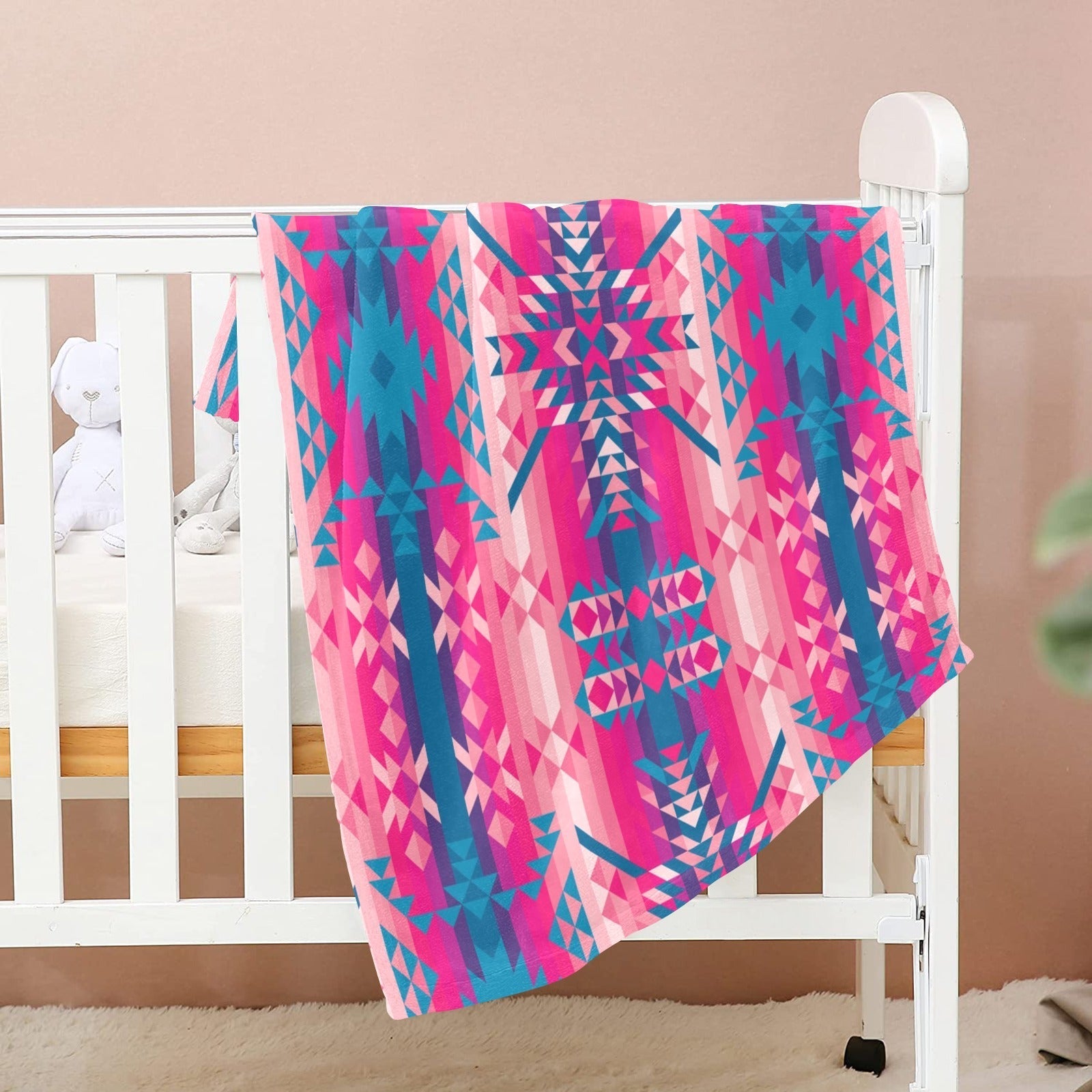 Desert Geo Blue Baby Blanket 40"x50" Baby Blanket 40"x50" e-joyer 