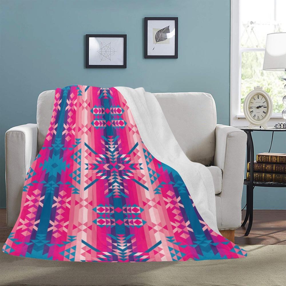 Desert Geo Blue Ultra-Soft Micro Fleece Blanket 60"x80" Ultra-Soft Blanket 60''x80'' e-joyer 