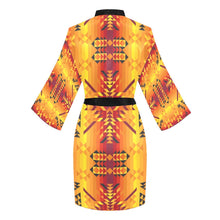 Load image into Gallery viewer, Desert Geo Yellow Red Long Sleeve Kimono Robe Long Sleeve Kimono Robe e-joyer 
