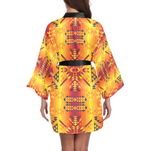 Load image into Gallery viewer, Desert Geo Yellow Red Long Sleeve Kimono Robe Long Sleeve Kimono Robe e-joyer 
