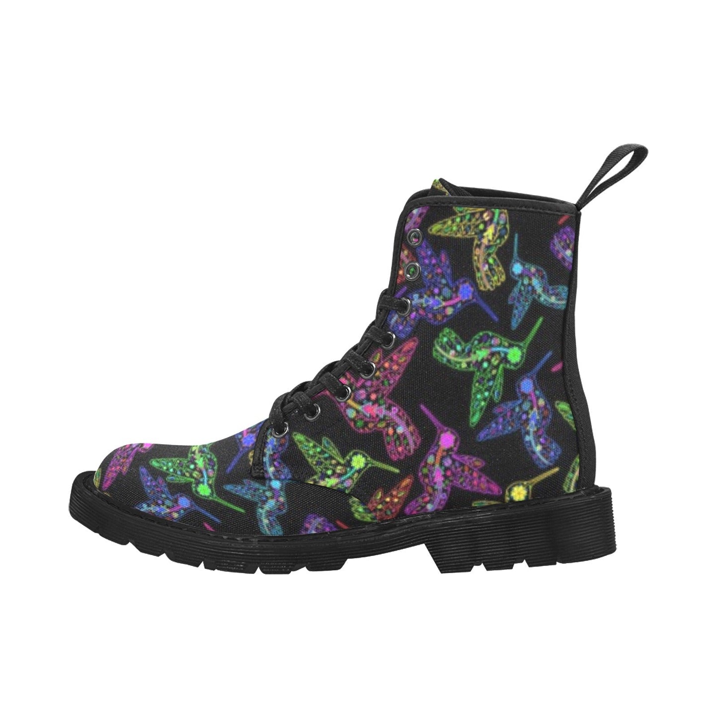 Neon Floral Hummingbirds Boots for Men