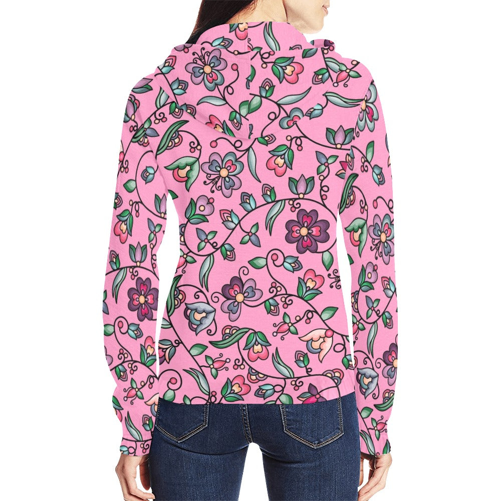 Amber Evening Garland Pink Full Zip Hoodie for Women