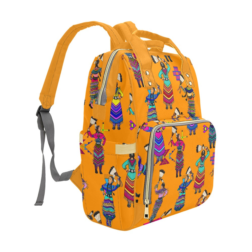 Women's Jingle Dancers Orange Multi-Function Diaper Backpack