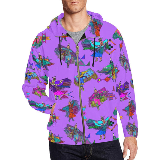 Women's Fancy Dancers Purple Men's Zipper Hoodie