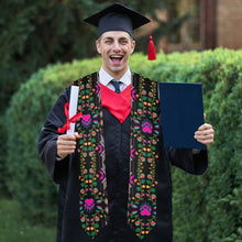 Load image into Gallery viewer, Geometric Floral Fall Black Graduation Stole
