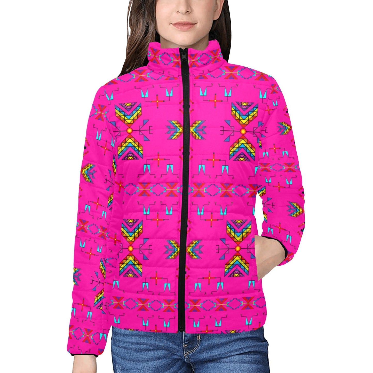 Rainy Chief Rainbow Hot Pink Women's Padded Jacket