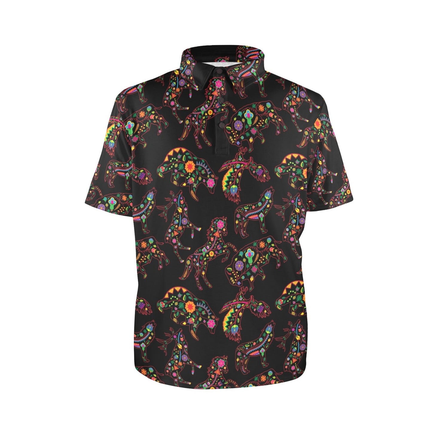 Neon Floral Animals Polo Shirt