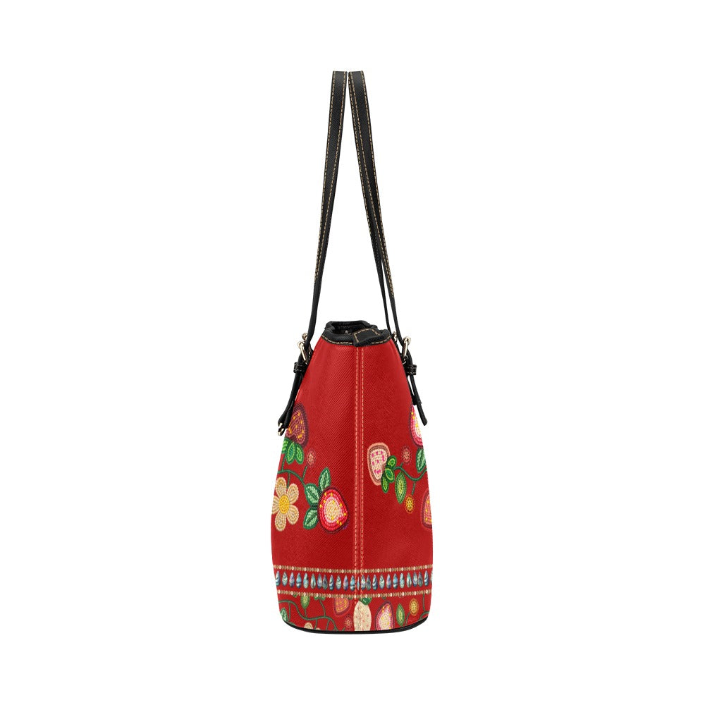 Berry Garden Red Leather Tote