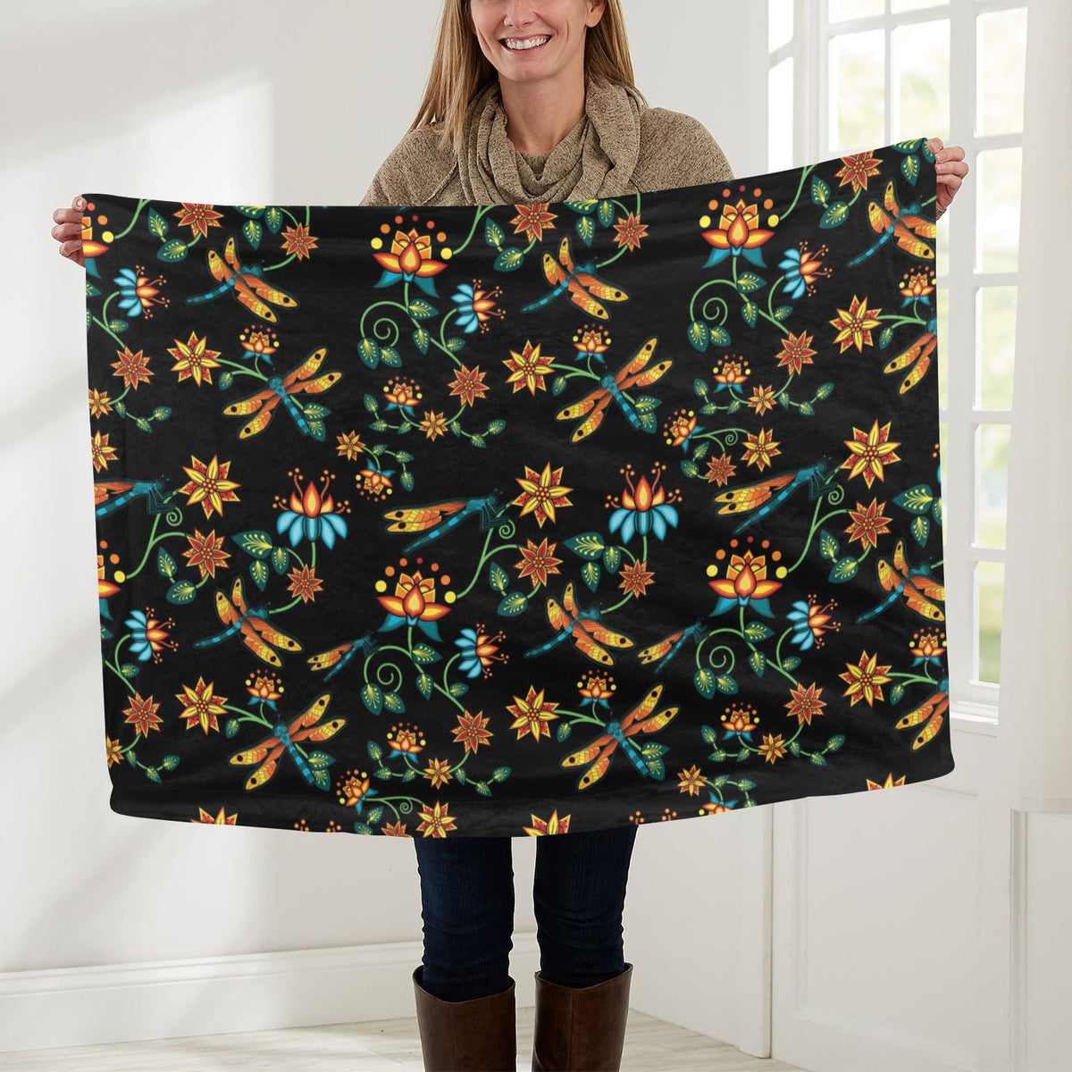 Dragon Lily Noir Small Baby Blanket by 49 Dzine