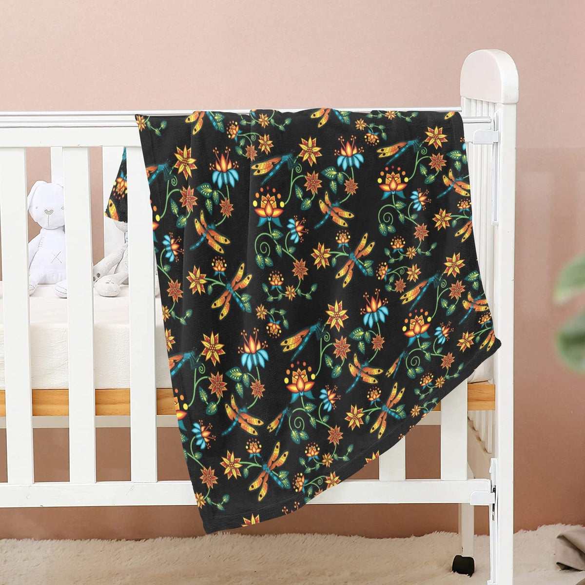 Dragon Lily Noir Small Baby Blanket by 49 Dzine (image 2)