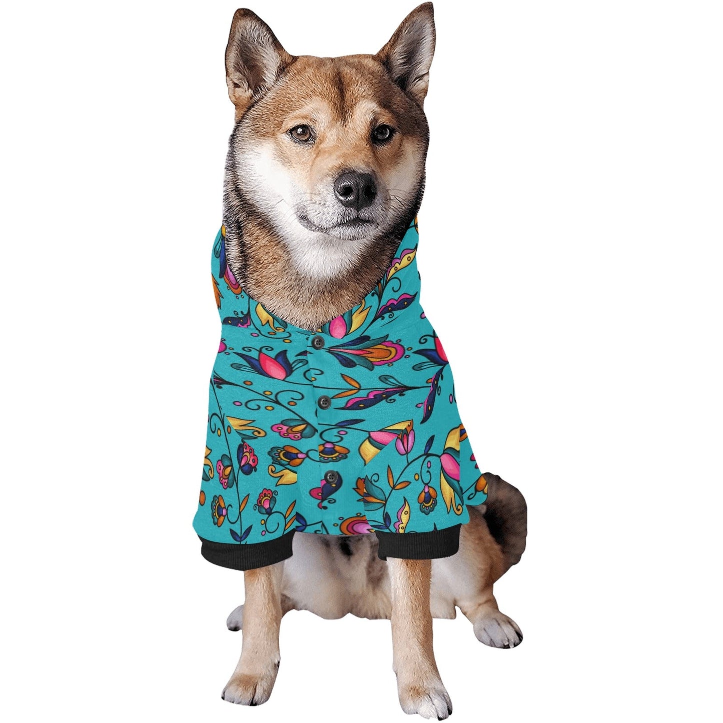 Copper Prairie Petals Turquoise Pet Dog Hoodie