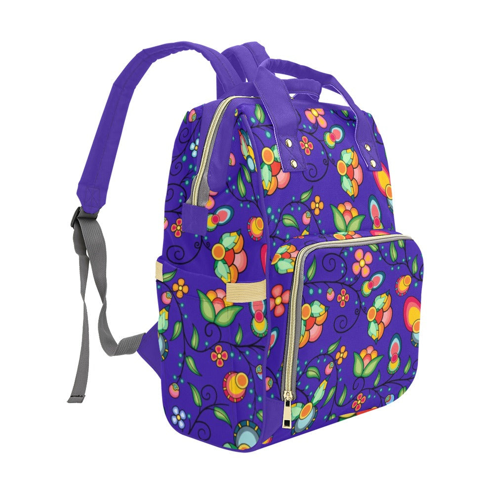 Floral Bounty Blue Multi-Function Diaper Backpack