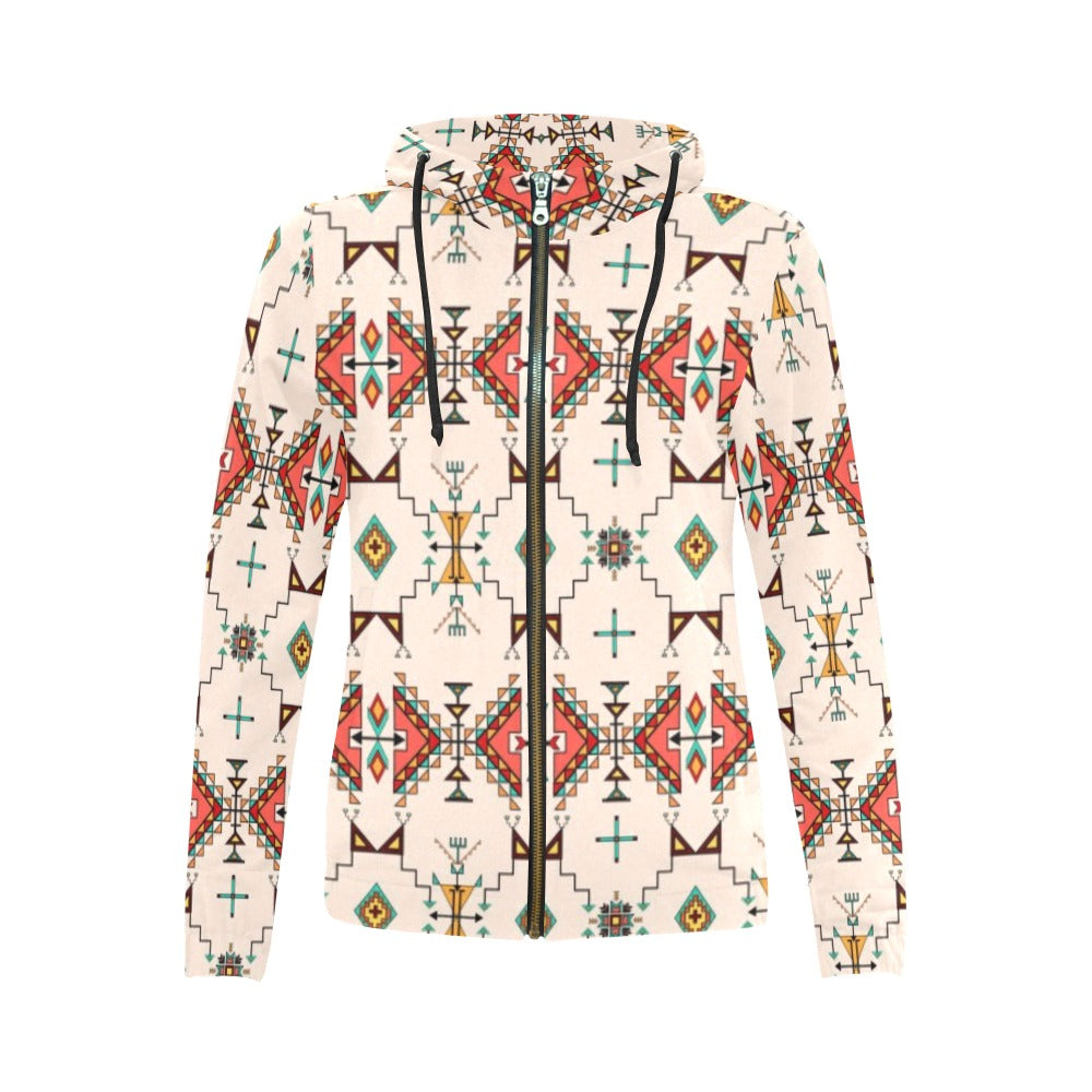 Thunder Flight Cream Full Zip Hoodie for Women