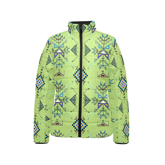Bear Shield Green Stand Collar Jacket