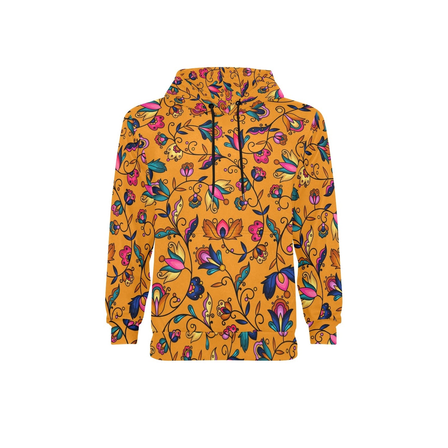 Copper Prairie Petals Orange Men's Long Sleeve Fleece Hoodie