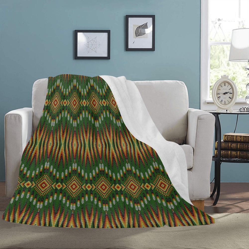 Fire Feather Green X-Large Micro Fleece Blanket