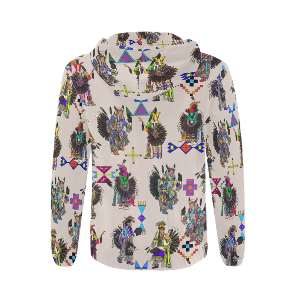 Men's Tradish Dancers Muslin White Men's Zipper Hoodie