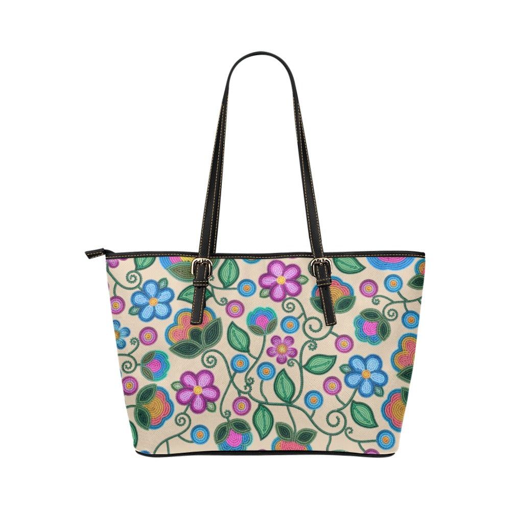 Turquoise Sunbeam Cream Leather Tote